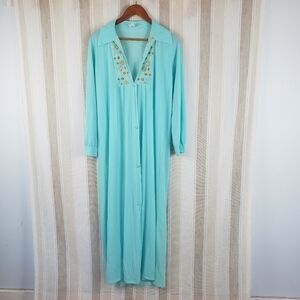 Vintage JC Penny Maxi‎ Dress Sleepwear Blue Size Large